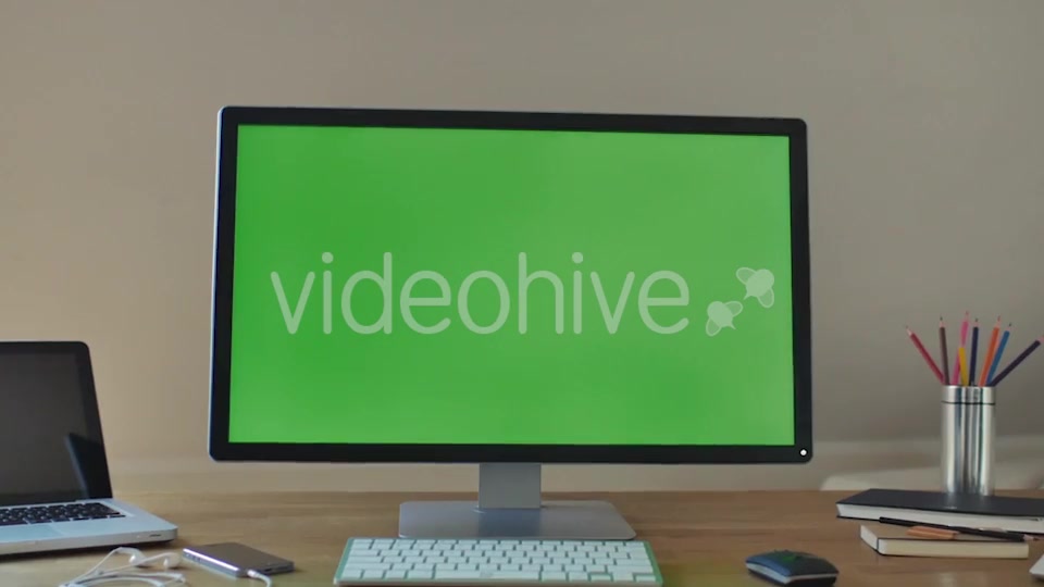 Big PC Display With Green Screen For Mock Up  Videohive 11039735 Stock Footage Image 3