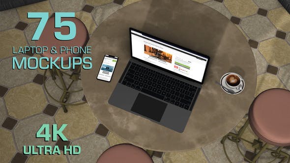 Biggest laptop and smartphone mockups pack (Coffee corner version) - Download 30921851 Videohive