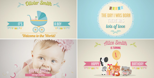 Birth Announcement Baby Birthday Album - Download Videohive 19307377