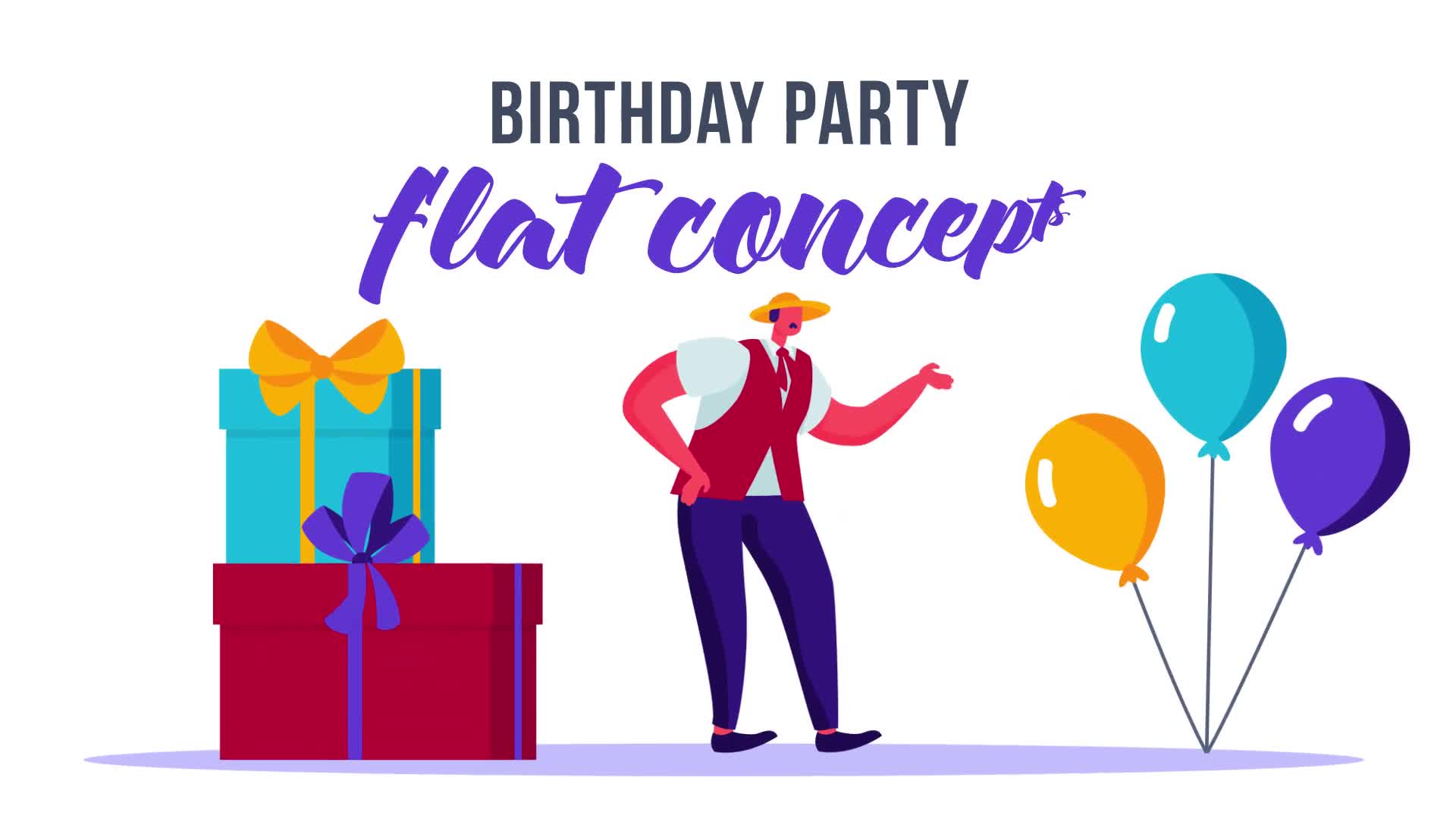 Birthday party Flat Concept Videohive 33124709 After Effects Image 1