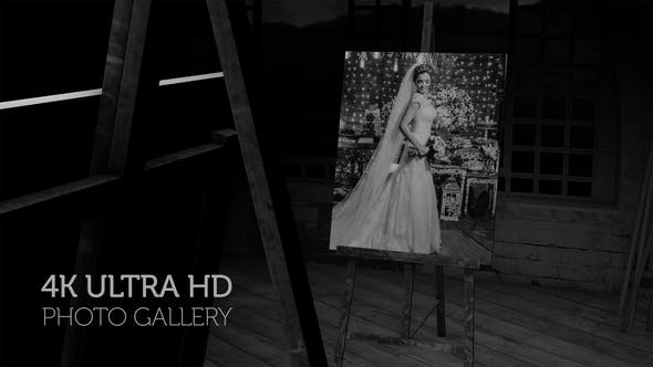 Black and White Photo Gallery in an Art Studio at night - 30364567 Download Videohive