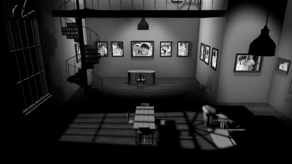 Black and White Photo Gallery in an Industrial style Loft at Night Videohive 29724011 After Effects Image 1