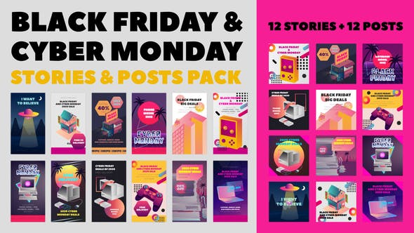 Black Friday and Cyber Monday Stories Pack - Videohive Download 29331807