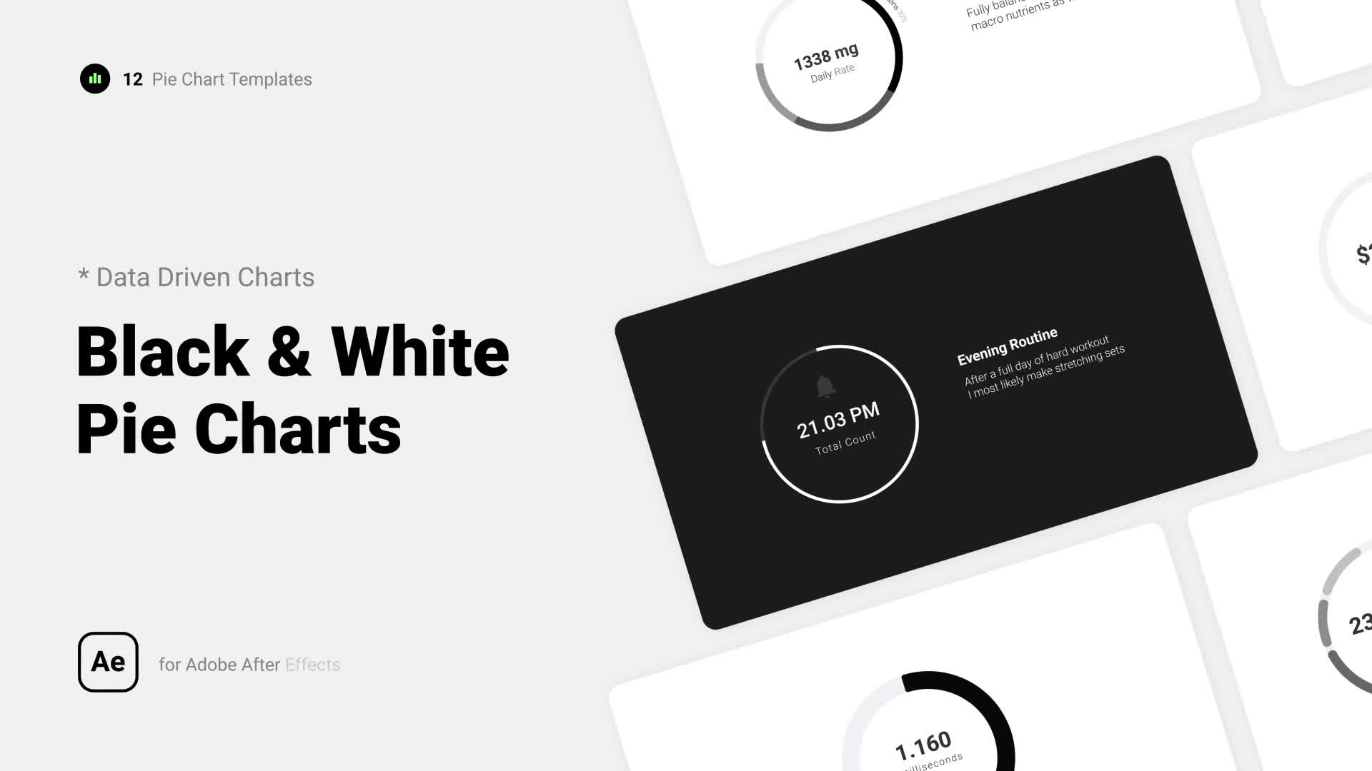 Black & White Pie Charts Videohive 39852807 After Effects Image 1