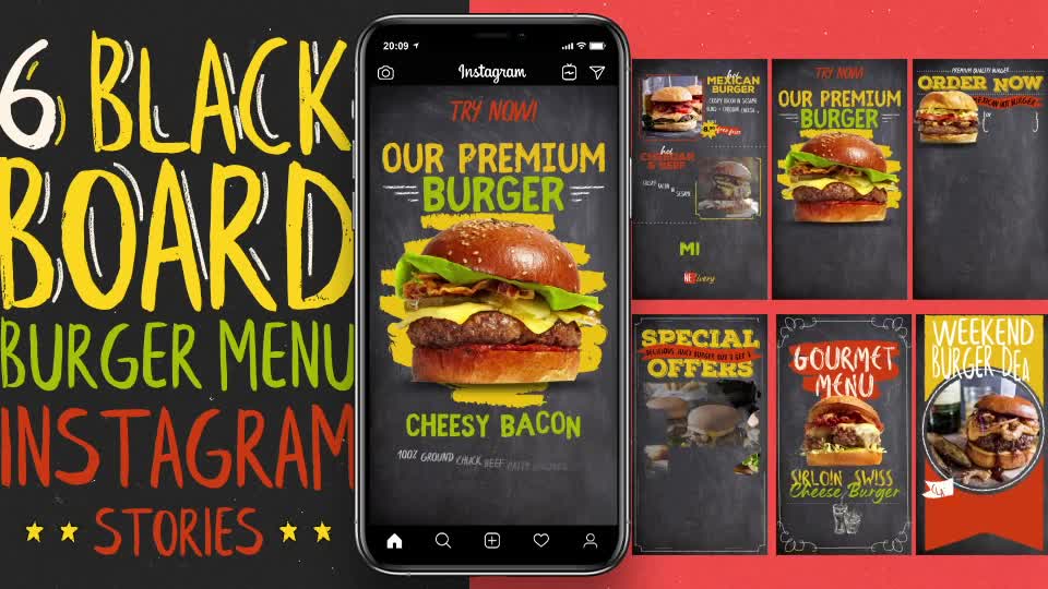 Blackboard Burger Menu Instagram Stories Videohive 31135966 After Effects Image 1