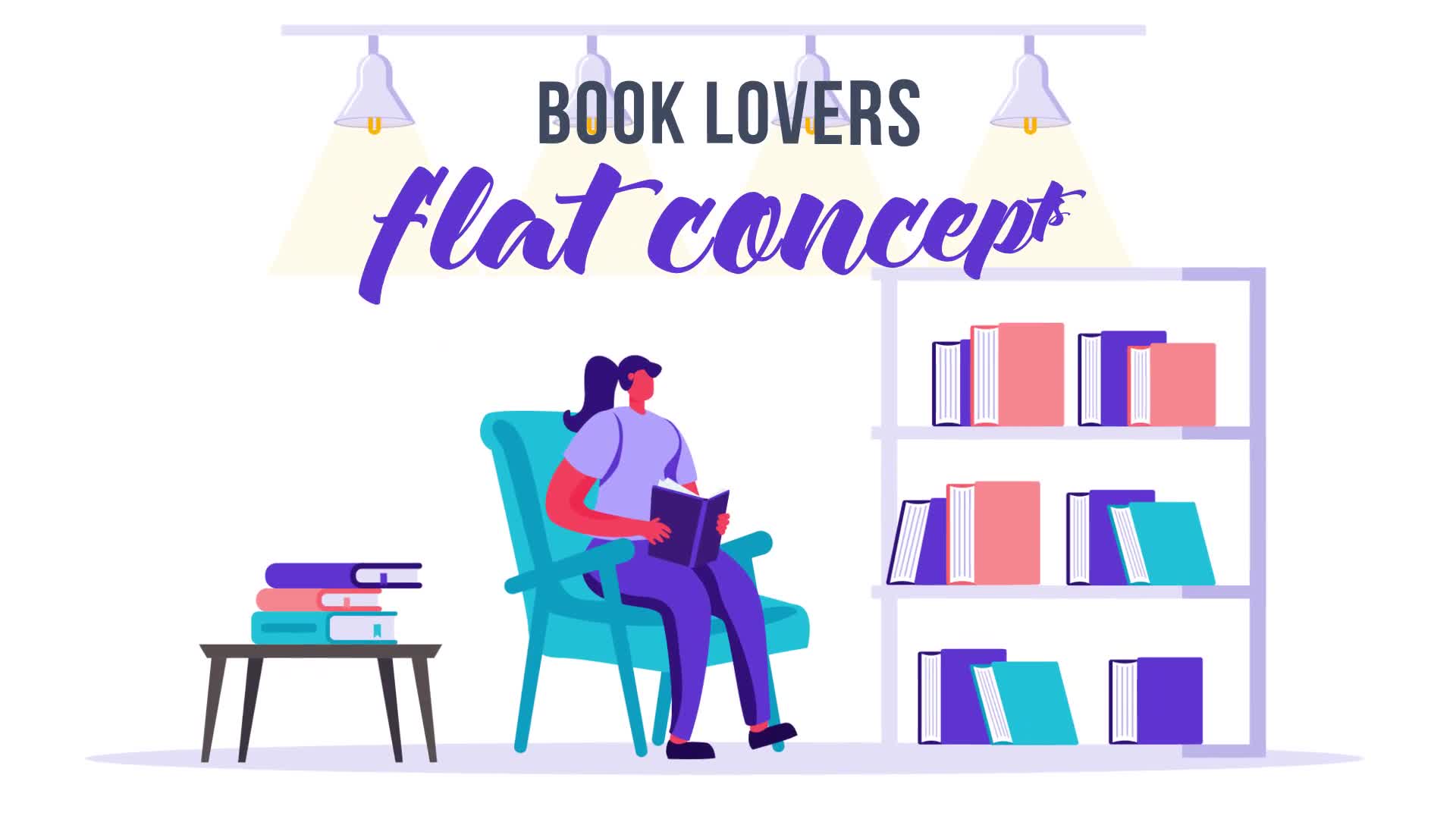 Book lovers Flat Concept Videohive 33544775 After Effects Image 1