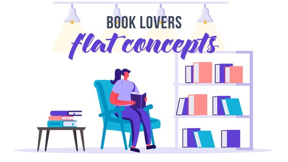 Book lovers Flat Concept - Download Videohive 33544775