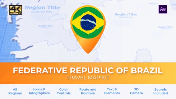 Brazil Map Federative Republic of Brazil Travel Map - Download 32558056 Videohive