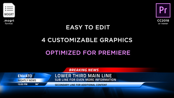 Broadcast News Lower Thirds | MOGRT for Premiere Pro - Download Videohive 21879682