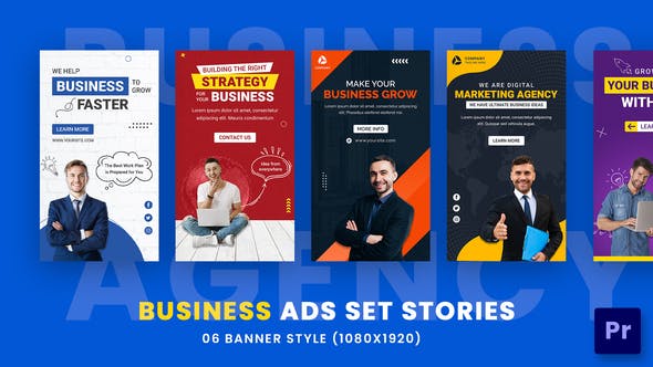 Business Agency Ads Set Stories Pack For Premiere Pro - Videohive Download 35909427