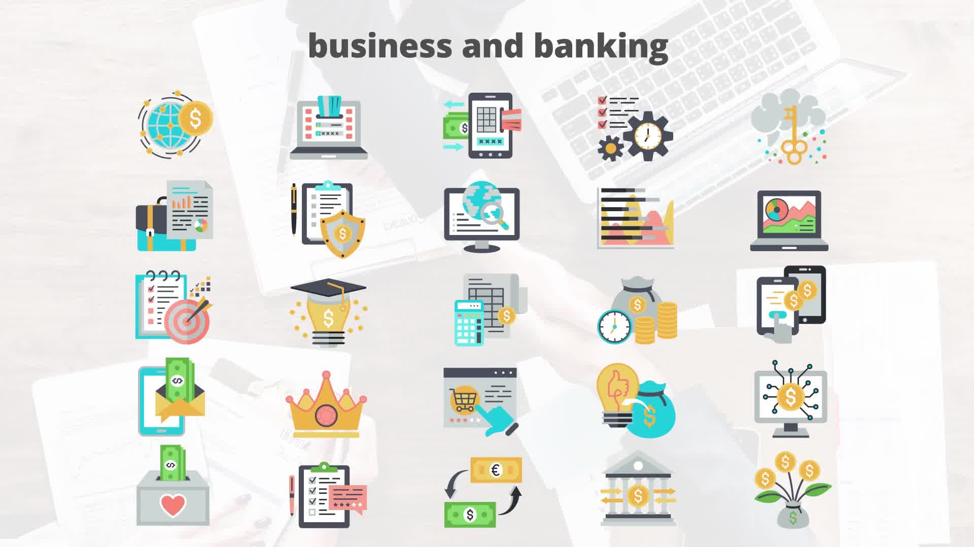 Business And Banking Flat Animation Icons - Download Videohive 23465873
