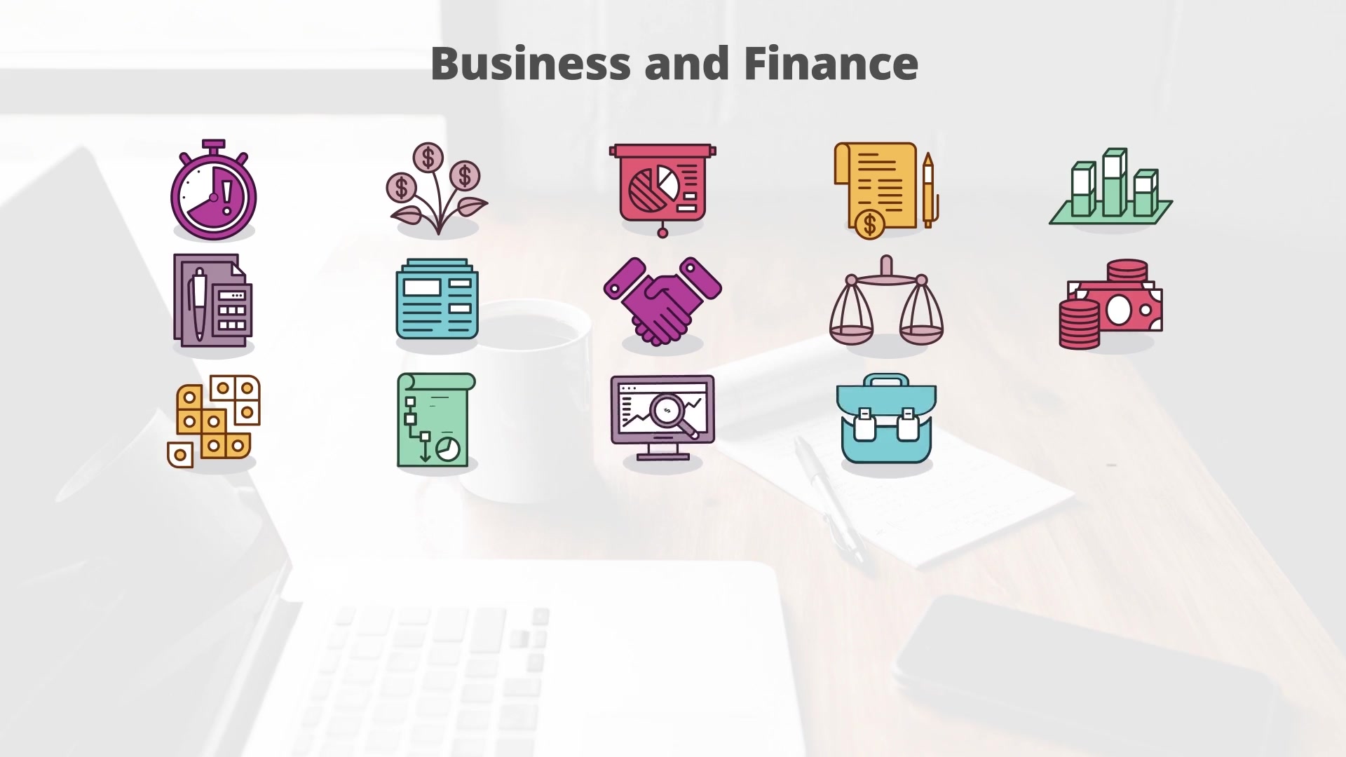 Business And Finance Flat Animation Icons (MOGRT) Videohive 23659611 Premiere Pro Image 6