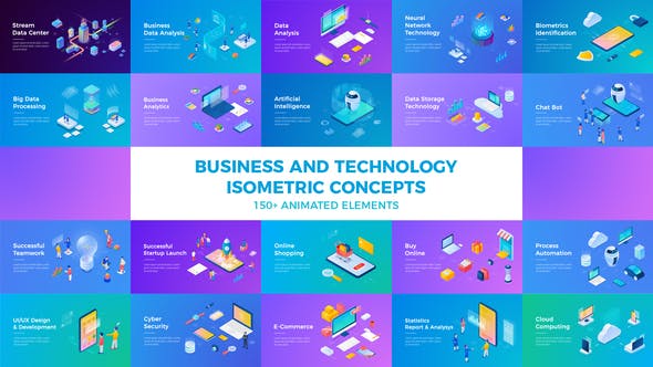 Business and Technology Isometric Concepts - 29373832 Videohive Download