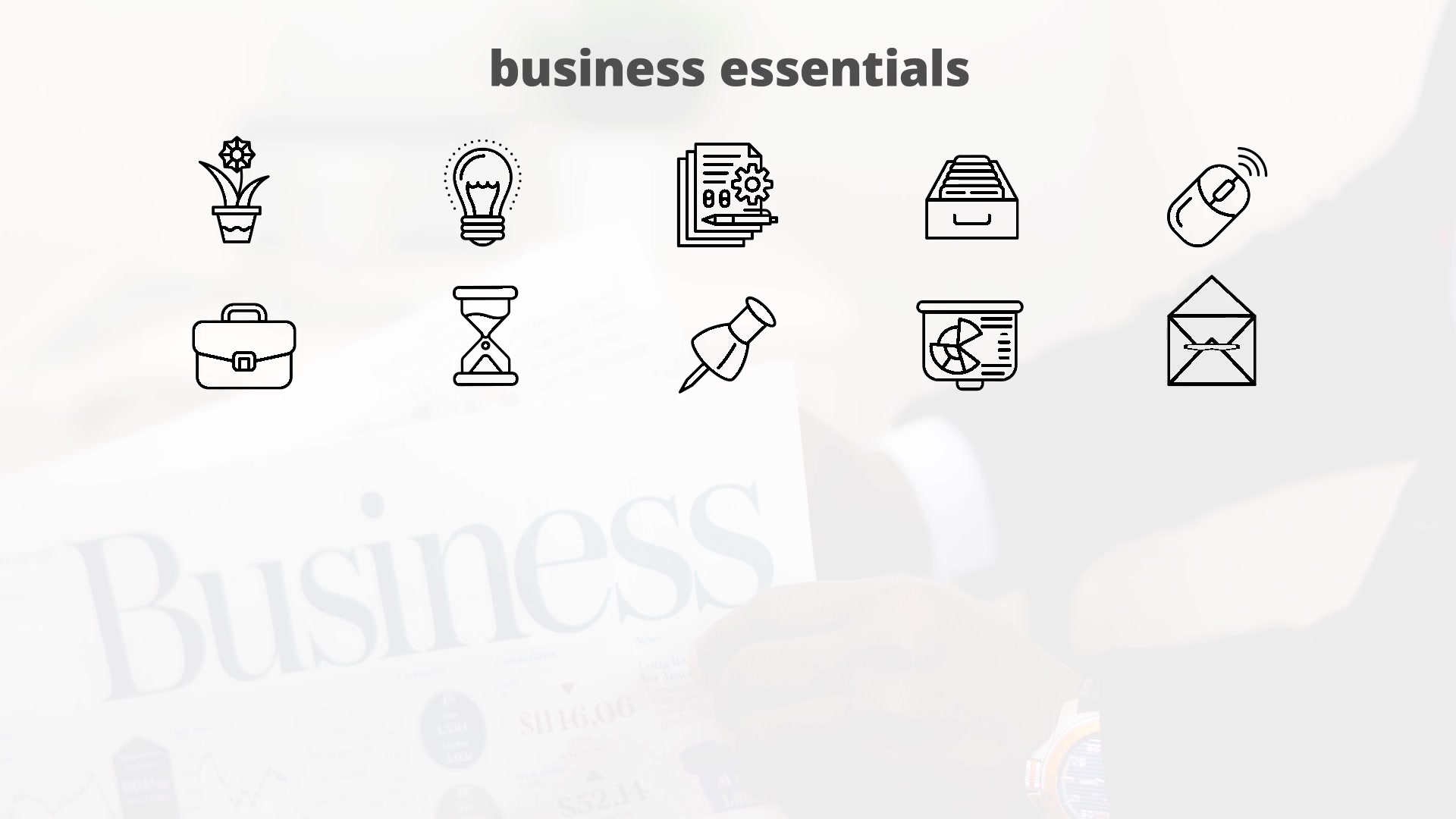 Business Essentials – Thin Line Icons Videohive 23595923 After Effects Image 5