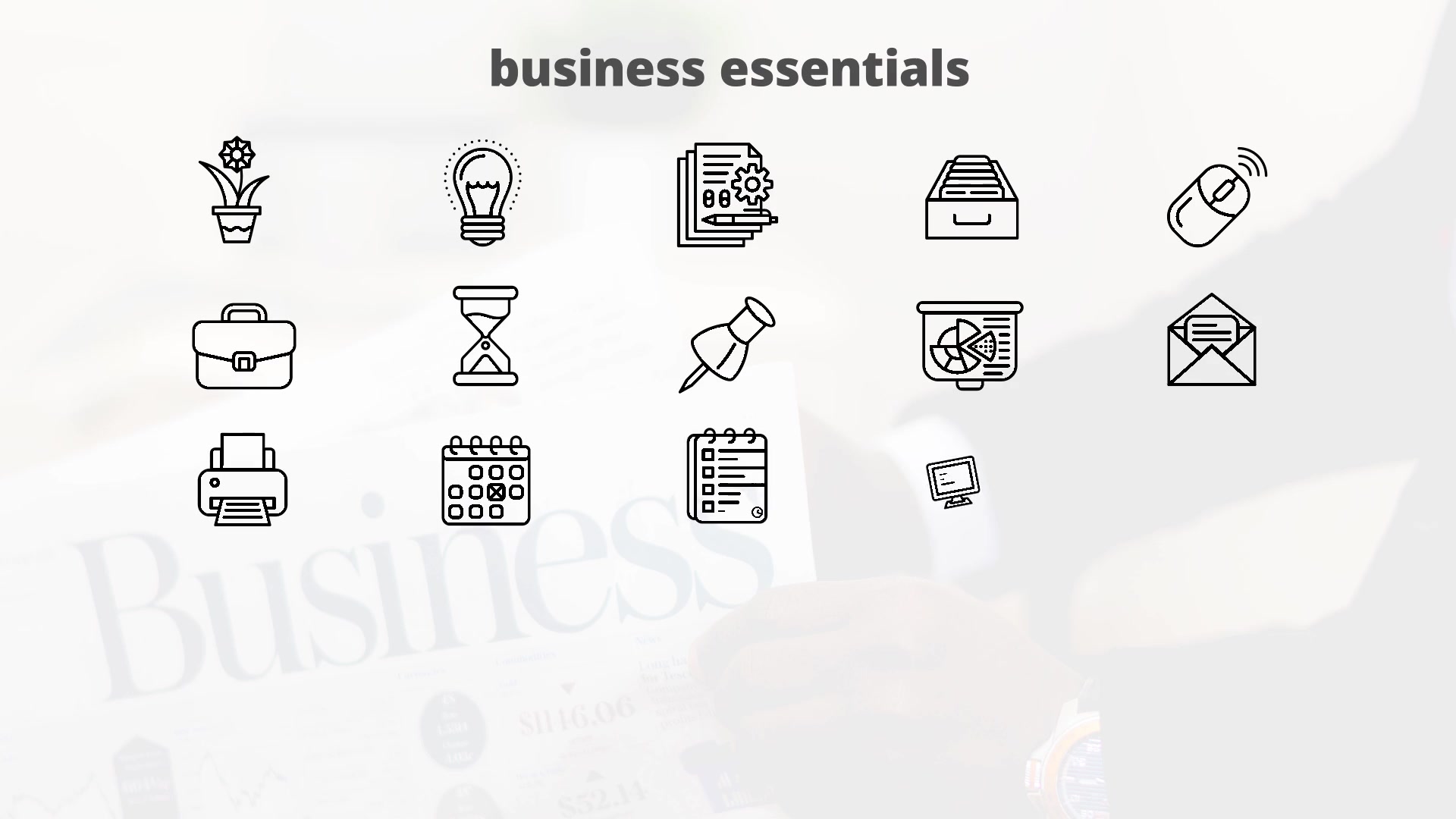 Business Essentials – Thin Line Icons Videohive 23595923 After Effects Image 6