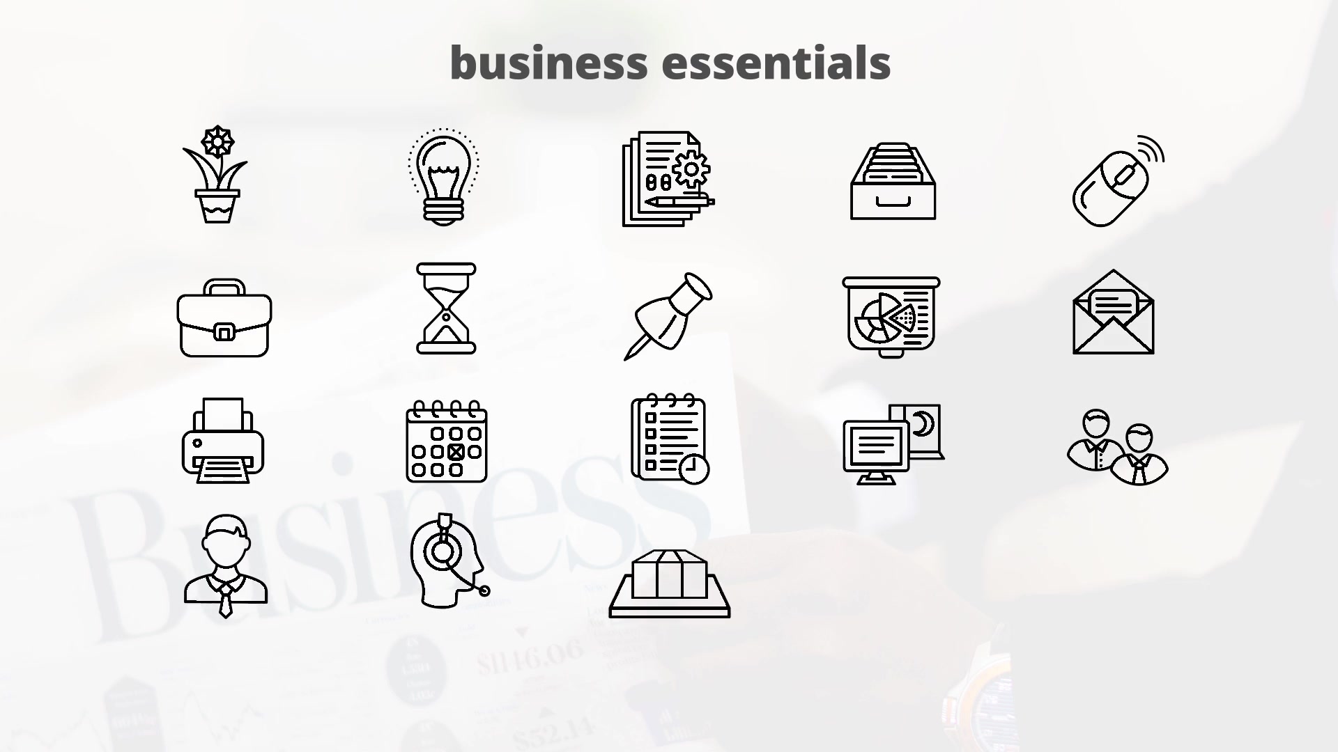 Business Essentials – Thin Line Icons Videohive 23595923 After Effects Image 7