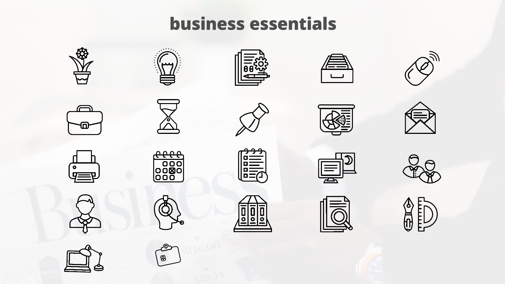 Business Essentials – Thin Line Icons Videohive 23595923 After Effects Image 8