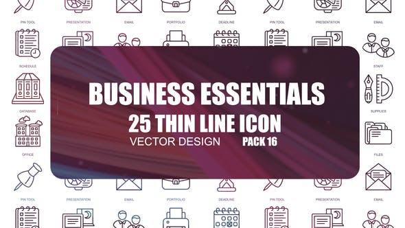 Business Essentials – Thin Line Icons - 23595923 Download Videohive