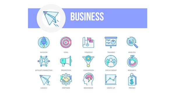 Business Filled Outline Animated Icons - 26929919 Videohive Download