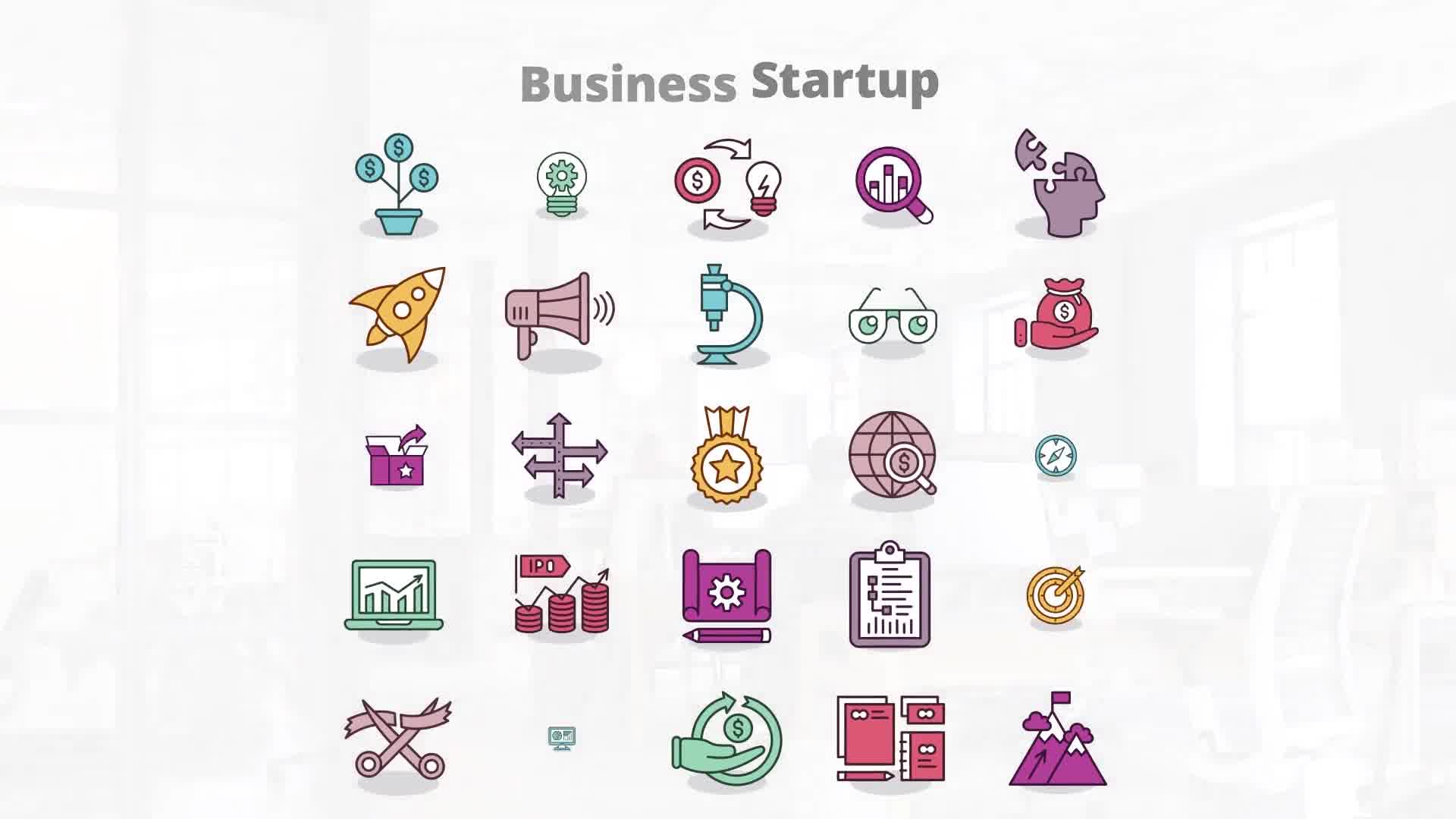 Business Startup Flat Animation Icons - Download Videohive 23381216