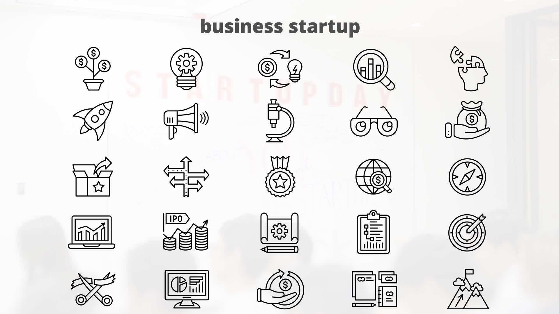Business Startup – Thin Line Icons Videohive 23595929 After Effects Image 10