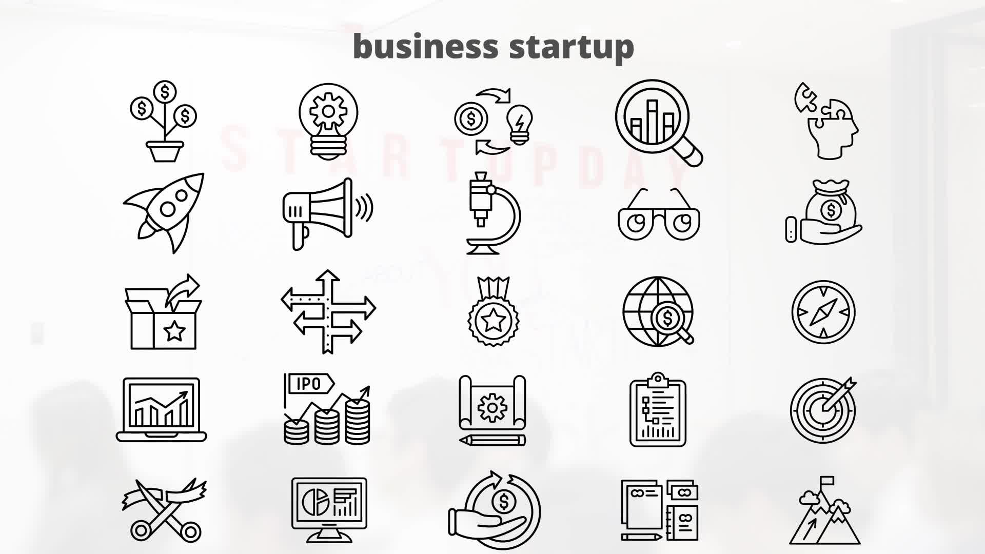 Business Startup – Thin Line Icons Videohive 23595929 After Effects Image 11