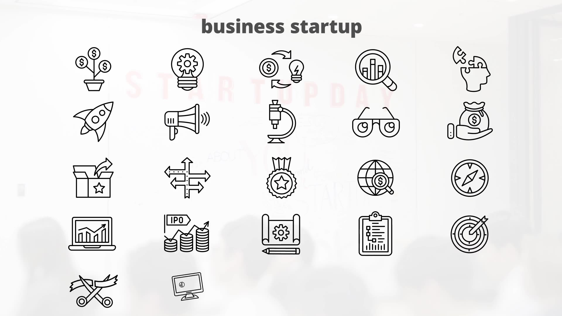 Business Startup – Thin Line Icons Videohive 23595929 After Effects Image 8