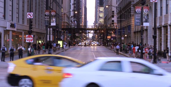Busy Street In Downtown City Of Chicago  - 2702455 Videohive Download
