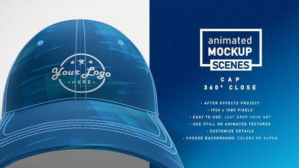 Cap Mockup Template 360º Close Animated Mockup SCENES - 33427781 Download Videohive