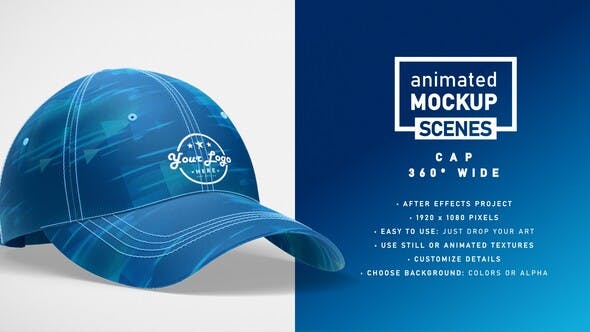 Cap Mockup Template 360º Wide Animated Mockup SCENES - 33427774 Videohive Download