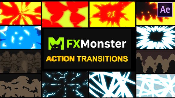 Cartoon Action Transitions | After Effects - 26031247 Download Videohive