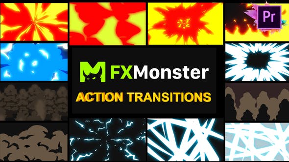 Cartoon Action Transitions | Premiere Pro MOGRT - Videohive 26044827 Download