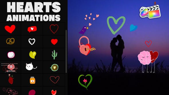 Cartoon Animated Hearts Stickers for FCPX - 36211370 Download Videohive