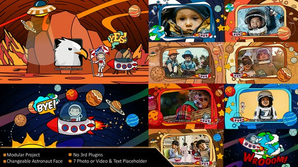 Cartoon Astronaut Space Travel - Videohive 38633686 Download