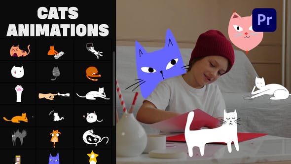 Cartoon Cats Animations | Premiere Pro MOGRT - 33732127 Videohive Download