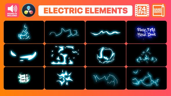 Cartoon Electric Elements and Titles | DaVinci Resolve - Videohive Download 33808316