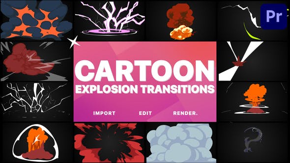 Cartoon Explosions Transitions | Premiere Pro MOGRT - Videohive 38745115 Download