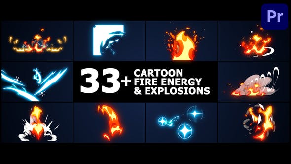 Cartoon Fire Energy And Explosions | Premiere Pro MOGRT - 38264631 Videohive Download