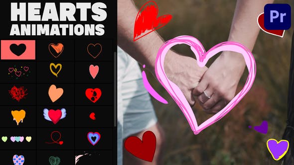 Cartoon Hearts Stickers for Premiere Pro - Download Videohive 36046918