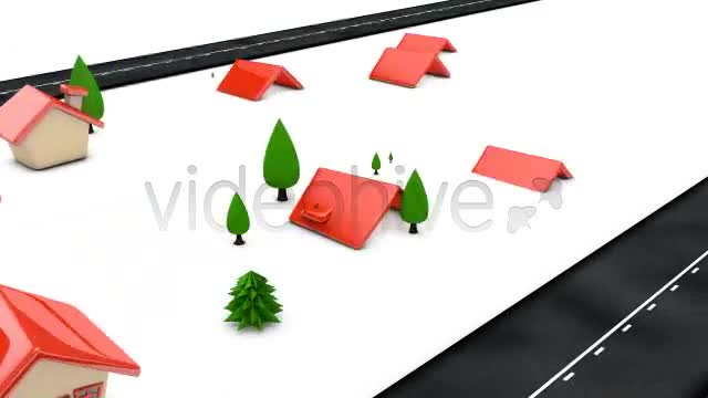 Cartoon Houses Building Up Along Roadside Loop - Download Videohive 4540672