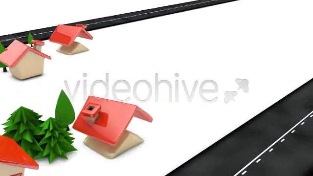 Cartoon Houses Building Up Along Roadside Loop - Download Videohive 4540672