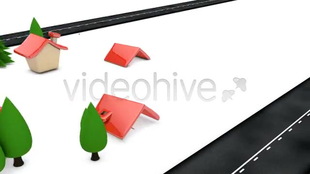 Cartoon Houses Building Up Along Roadside Loop - Download Videohive 4540672