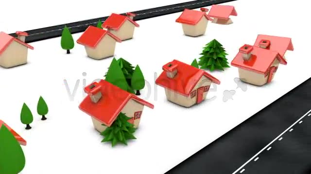 Cartoon Houses Building Up Along Roadside Loop - Download Videohive 4540672