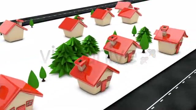 Cartoon Houses Building Up Along Roadside Loop - Download Videohive 4540672