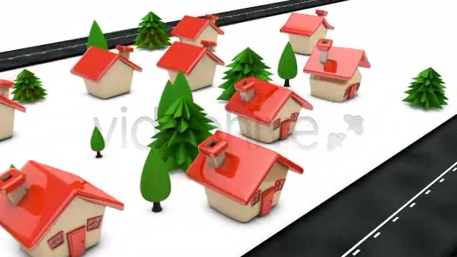 Cartoon Houses Building Up Along Roadside Loop - Download Videohive 4540672