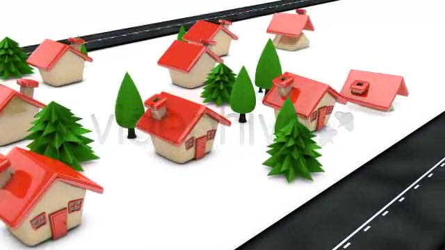 Cartoon Houses Building Up Along Roadside Loop - Download Videohive 4540672