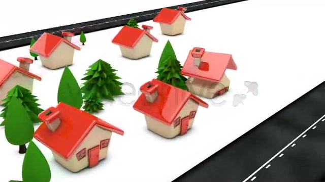 Cartoon Houses Building Up Along Roadside Loop - Download Videohive 4540672