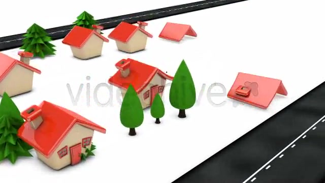 Cartoon Houses Building Up Along Roadside Loop - Download Videohive 4540672