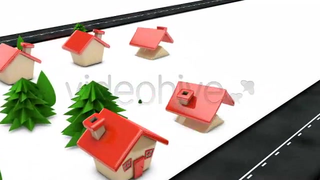 Cartoon Houses Building Up Along Roadside Loop - Download Videohive 4540672