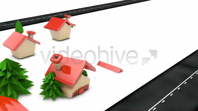 Cartoon Houses Building Up Along Roadside Loop - Download Videohive 4540672